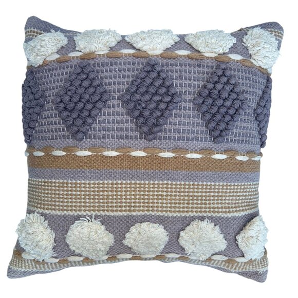 Anthropologie plum cream mixed medium throw accent pillows PAIR 2 - Picture 5 of 6